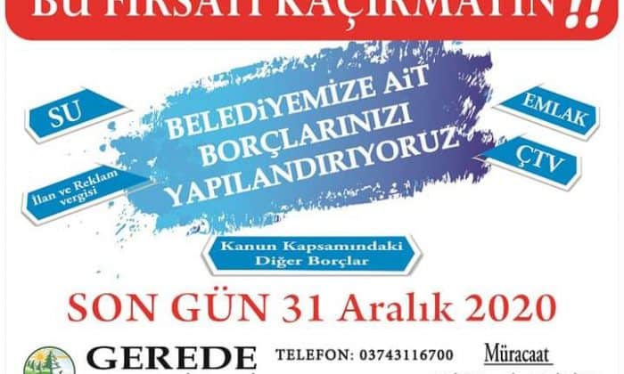 BELEDİYEYE OLAN BORÇLARINIZ YAPILANDIRILIYOR