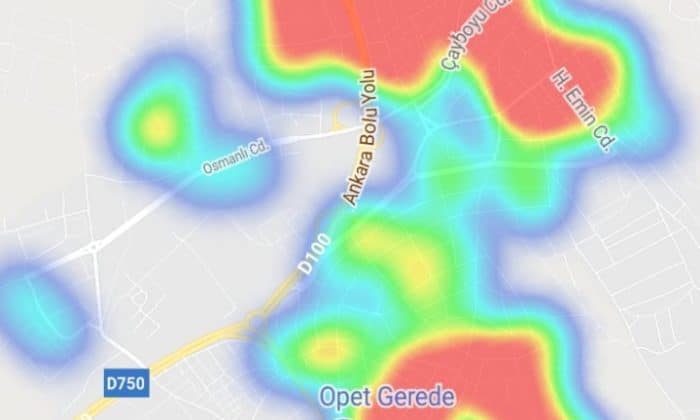 GEREDE HES HARİTASINDA KIPKIRMIZI OLDU