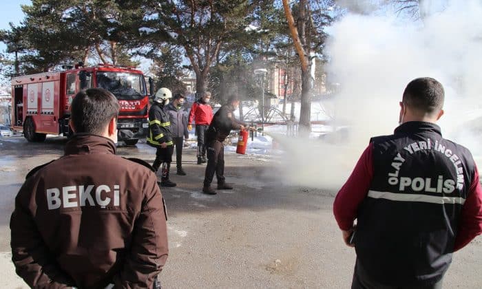 GEREDE’DE POLİS VE BEKÇİLERE YANGIN EĞİTİMİ VERİLDİ