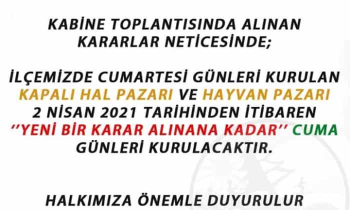 GEREDE PAZARI YİNE CUMA GÜNÜ KURULACAK